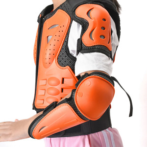 Armadura protectora para motocicleta para niños, rodilleras y coderas transpirables para patinaje sobre ruedas, deportes de bicicleta de montaña, naranja y negro - Product Image 3