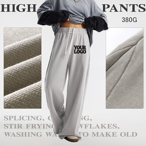 Pantalon pour homme 380G, style ample, streetwear, en molleton français, pur coton, avec logo personnalisé imprimé, pantalon de survêtement personnalisé - Product Image 2