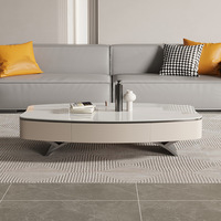 Lumière luxe Simple salon nouvelle Table basse à panneaux de roche meuble TV Table basse ovale nordique combinaison de meuble TV