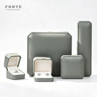Boîte à bijoux octogonale grise FORTE, écologique, avec logo personnalisé, pour boucles d'oreilles, colliers, boîtes à bijoux de luxe