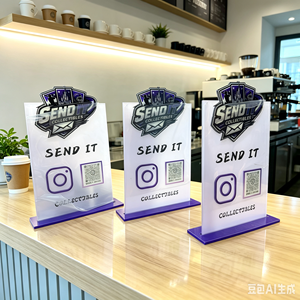 Letrero de Acrílico Personalizado con Soporte en Forma de L, Exhibidor de Tarjetas con Código QR para Tiendas de Artículos Deportivos y Coleccionables - Product Image 6