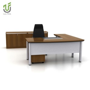 Iultra CEO gỗ màu đỏ <span class=keywords><strong>Veneer</strong></span> bàn điều hành, sang trọng hiện đại hình chữ L bàn văn phòng Ông Chủ, chất lượng cao - Product Image 2
