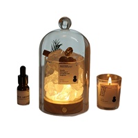 Coffret Cadeau Aromathérapie Premium : Diffuseur à Bâtonnets, Bougie, Lampe Parfumée Délicate, Gourde Attirant la Chance pour Chambre à Coucher, Blanc Apaisant