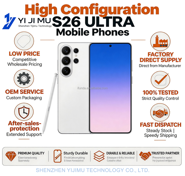 22G+2TB 2026 New Arrival S26 Ultra 5G LTE CDMA Smartphone 108MP Camera Dual SIM 7.3 Inch Unlocked HD LED Android 15 Global