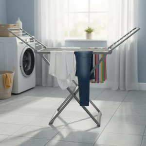 Traditional Foldable Multifunctional Floor Standing <b>Clothes</b> Drying <b>Rack</b> Stainless Steel Portable Laundry Hanger for Home Balcony - Product Image 4