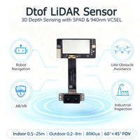Capteur Lidar au prix d'usine, scanner 3D Dtof, télémètre laser 0,2-25m 60 °   FOV avec détection d'obstacles pour l'évitement d'obstacles des robots UAV
