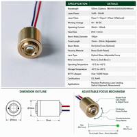 Module de diode laser verte 520 nm de qualité industrielle, mini, à focalisation réglable, point haute précision, pour positionnement, nivellement et alignement, garantie 1 an