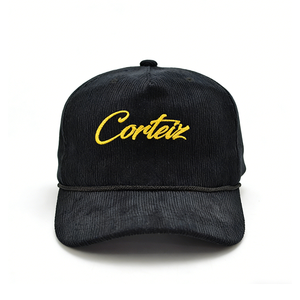 Casquette de baseball unisexe personnalisée de haute qualité, style sportif et formel, 5 panneaux, en velours/corduroy, avec visière courbée, motif à pois, style Dad Hat, avec détails métalliques - Product Image 2