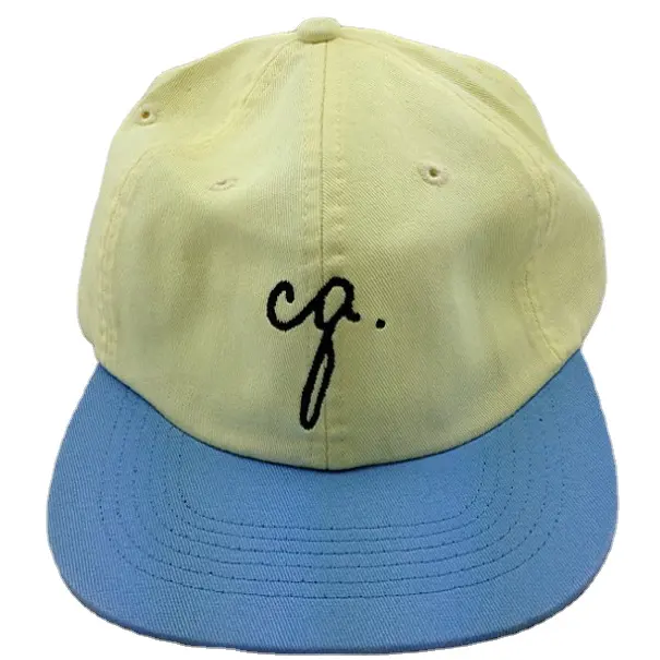 High Quality Custom Embroidery Unstructured 6 Panel Snapback Cap 2-tone Color Camp Cap