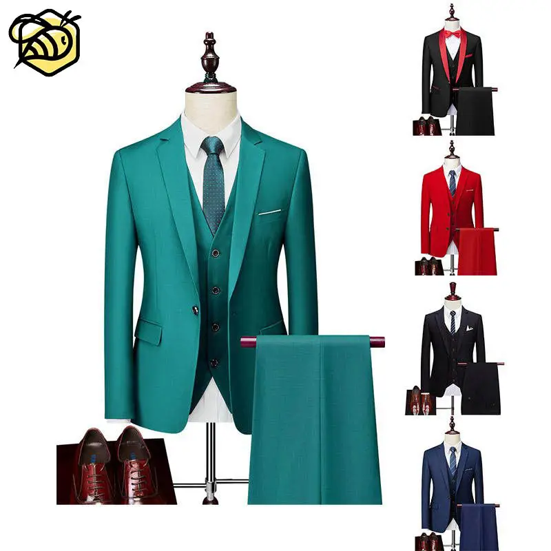 AAS11 Jacket Pants Vest Set 3 Pcs Groom Terno Suits For Men, Custom Business Blazer Mens Wedding Suits