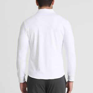 カスタムロゴブランド軽量ニット白スパンデックスポリエステルカジュアルポロネックボタン長袖シャツ夏用 - Product Image 2