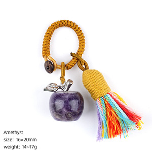 Llavero de Cristal Natural de 20mm con Colgante Tejido en Forma de Manzana, Ideal como Regalo de Nochebuena - Product Image 6