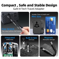 Adaptateur d'alimentation Worldplug 35W GaN chargeur de voyage international universel avec câble de type C pour ordinateur portable fonction PD 3.0