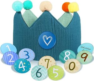Corona de Cumpleaños Reutilizable de Muselina Personalizada con Números para Decoración de Fiestas de Cumpleaños Infantiles, Gorro para Niños y Niñas - Product Image 1
