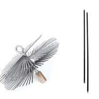Brosse balayeuse industrielle de cheminée de long manche de fil d'acier plat, brosse tournante de cheminée