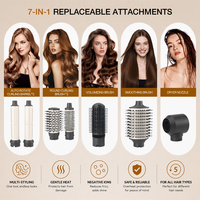 Ensemble de brosses coiffantes à air chaud haute vitesse 7-en-1, 1500W, avec moteur sans balais, sèche-cheveux et brosse à air chaud auto-enroulante pour boucler les cheveux