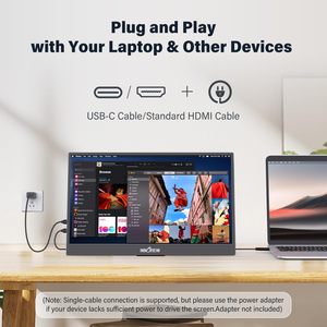 Moniteur portable IPS Innoview de 15,6 pouces, 120 Hz HDR avec USB C HDMI, montable au mur pour ordinateur portable, <span class=keywords><strong>Mac</strong></span> et utilisation de jeu - Product Image 3
