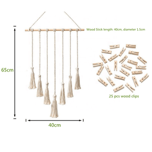 Venta al por mayor colgante foto pantalla Macrame colgante de pared fotos organizador <span class=keywords><strong>Boho</strong></span> Home Decor - Product Image 2