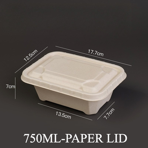 Kotak Makan Siang Kertas Kraft Ramah Lingkungan Biodegradable Tahan Air 750ml Grosir dengan Tutup untuk Keripik Kentang dan Camilan - Product Image 1