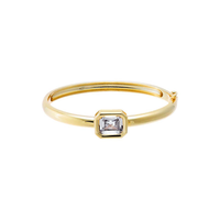 Bracelet jonc personnalisé plaqué or avec pierres CZ serties, bracelet manchette empilable, bijoux de mode minimalistes pour femmes, vente en gros OEM