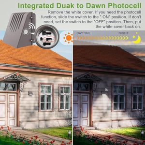 Full Cut Square Aluminum <b>LED</b> Wall Pack <b>Light</b> 60W Adjustable Power 2700K/4000K/5000K Optional Photocell <b>Sensor</b> Waterproof Garden - Product Image 4