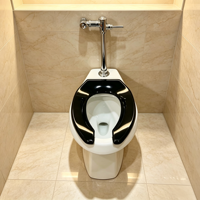 WC sur pied pour hôpital et toilettes publiques, avec siège noir, chasse d'eau haute pression, économie d'eau antibactérienne