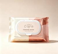 Lingettes intimes féminines OEM, pH équilibré, sans alcool, soin quotidien doux, lingettes humides pour femmes, 50 à 80 lingettes, couvercle refermable