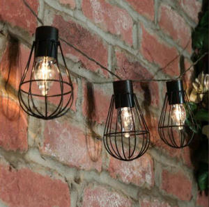 10LED Ngoài Trời Không Thấm Nước Năng Lượng Mặt Trời Vintage Retro Phong Cách Sắt Lồng Đảng Lights Năng Lượng Mặt Trời Fairy <span class=keywords><strong>String</strong></span> Cho Giáng Sinh Wedding Holiday - Product Image 2