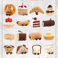 Série de desserts JC domestiques en peluche courte : Frites, Burger, Gaufre, Taco, Gâteau – 31cm-50cm pour les 14 ans et plus