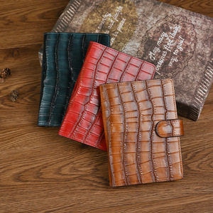 Ando <b>Bag</b> Genuine Leather <b>Passport</b> Holder Crocodile Embossed <b>Travel</b> Wallet with Card Slots Snap Closure - Product Image 2