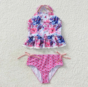 Traje de Baño de Dos Piezas para Niña Pequeña, Estilo Western Boutique, con Estampado de Limones y Cuadros - Product Image 4