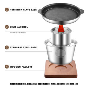 Réchaud à alcool portable en acier inoxydable, mini brûleur efficace pour le camping, outil de fondue pour les activités de plein air - Product Image 3