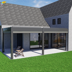 Pérgolas Bioclimáticas Prefabricadas de Aluminio para Exteriores, Fabricadas en China, Montadas en la <span class=keywords><strong>Pared</strong></span> con Persianas de Lamas - Product Image 3