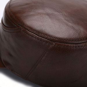 Vintage Men's Sports <b>Cap</b> Real Cowhide Material Warm <b>Flat</b> Design for Autumn Winter Custom Logo Street Style Common Fabric Feature - Product Image 5