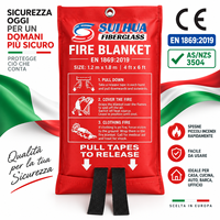 Couverture anti-feu professionnelle en fibre de verre avec pochette de rangement EN 1869:2019 pour la sécurité des hôtels et restaurants en Italie
