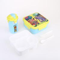 Ensemble de boîte à lunch pour enfants avec bouteille d'eau, fourchette, cuillère, 3 compartiments, en plastique PP, conteneur alimentaire scolaire