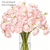 Nouveauté : Bouquet de roses artificielles, bouquet de fleurs de lotus, fleurs en tissu de soie pour la décoration de la maison, de mariage ou de fête