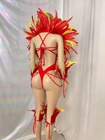 Monokini Bodysuit Fait Main avec Soutien-Gorge à Armatures et String à Plumes pour Costumes de Samba, Carnaval, Spectacles, Parades, Événements, Filles de Spectacle, Jouvert, EDC