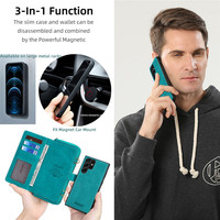 Coque de téléphone Samsung détachable en cuir, étui portefeuille pour Galaxy A21S, A20E, A50, A51, A70, A71, S8, S9, S10, S20, S21, S22 Plus, note 20 Ultra, S21FE