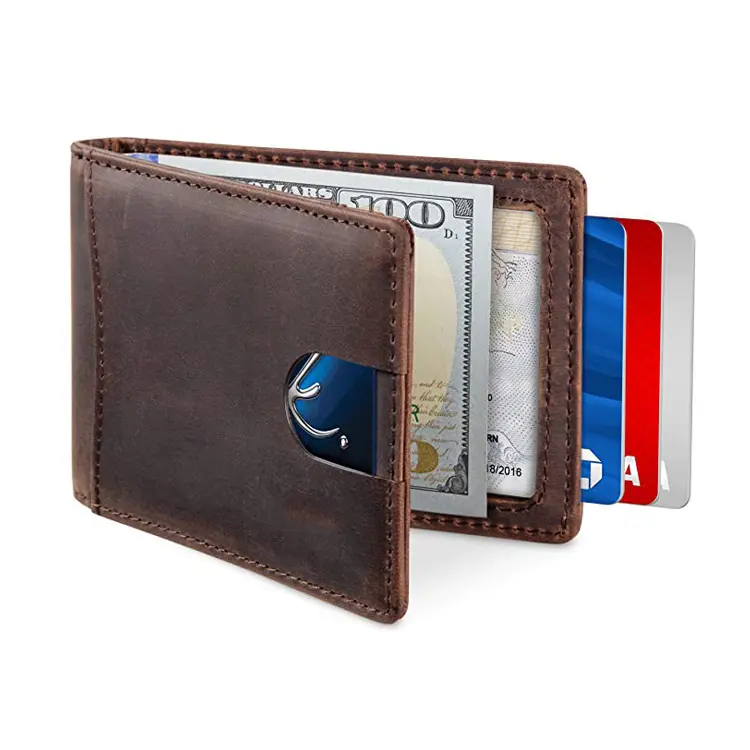 Top Seller Slim Men Genuine Leather Wallet RFID Blocking Secure Wallet with Card Slot Cartera De Hombre