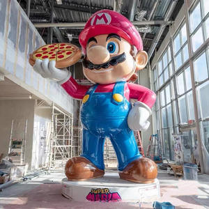 Decoración para el Hogar al por Mayor, Artesanía de Resina de Fibra de Vidrio, Estatua de <span class=keywords><strong>Mario</strong></span> Bros de Tamaño Real con Pizza, Figura de Anime, Escultura para Decoración - Product Image 1