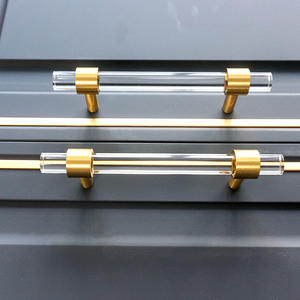 Poignée de meuble en acrylique et laiton, longue traction, idéale pour placard de cuisine, tiroirs et penderie - Product Image 3