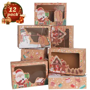 Xmas Presente Natal Janela Bolo Caixa Design Para Natal Padaria Biscoito Bolo Brownie Embalagem