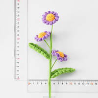 Bunga Daisy Rajut Tangan Multi Bloom dari Benang, Tangkai Bunga Buatan, Buket Bunga Kecil Abadi, Dekorasi Rumah, Grosir