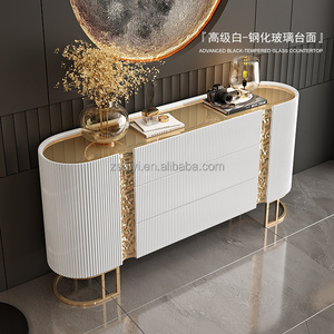 Aiyi Sang Trọng Nhà Bếp Tủ Bếp Phòng Khách Trong Nhà Giao Diện Điều Khiển Tủ Lưu Trữ Thép Không Gỉ Vàng 4 Cửa Gỗ Sồi Tủ Bếp - Product Image 5