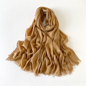 Women Ultra Soft Premium Cotton Linen <b>Wrap</b> Lightweight Long Solid Color Scarf Spring Autumn Party Wear - Product Image 3