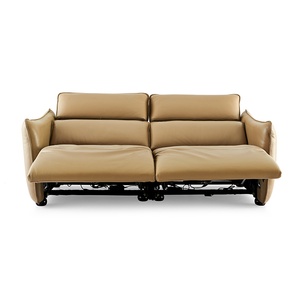 Functional <b>Recliner</b> Reclinable <b>Chair</b> Big Corner-size <b>Leather</b> With Two Chaises and Coffee Table - Product Image 6