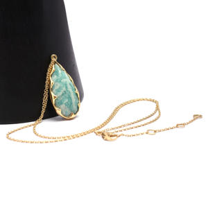 Amazonite Poire Forme Argent Sterling Plaqué Or Collier Fait Main Femme Bijoux Ajustable Pour Août Septembre Mois de Naissance - Product Image 6