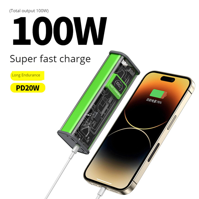 Portable Charger 100W 20000mAh Mini USB & USB-C Input Power Bank Fast Charging PD 3.0 LED Display Phone Battery Bank