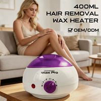 Chauffe-cire individuel 400 ml pour épilation, usage professionnel et domestique, violet, température réglable, prise OEM